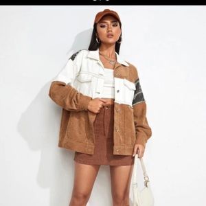 SHEIN corduroy denim and camo jacket colorblock Medium